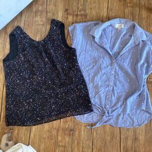 Willow & Thread Cloth & Stone Womens Blouse & Shirt Bundle Black Blue Sz Medium